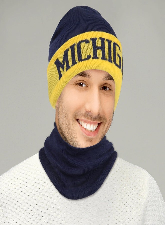 ZOARVEXD Michigan Beanies Football Winter Hat and Neck Gaiter Set for Men & Women Warm Beanie and Neck Warmer Combo Ideal for Winter Gift - Image 5
