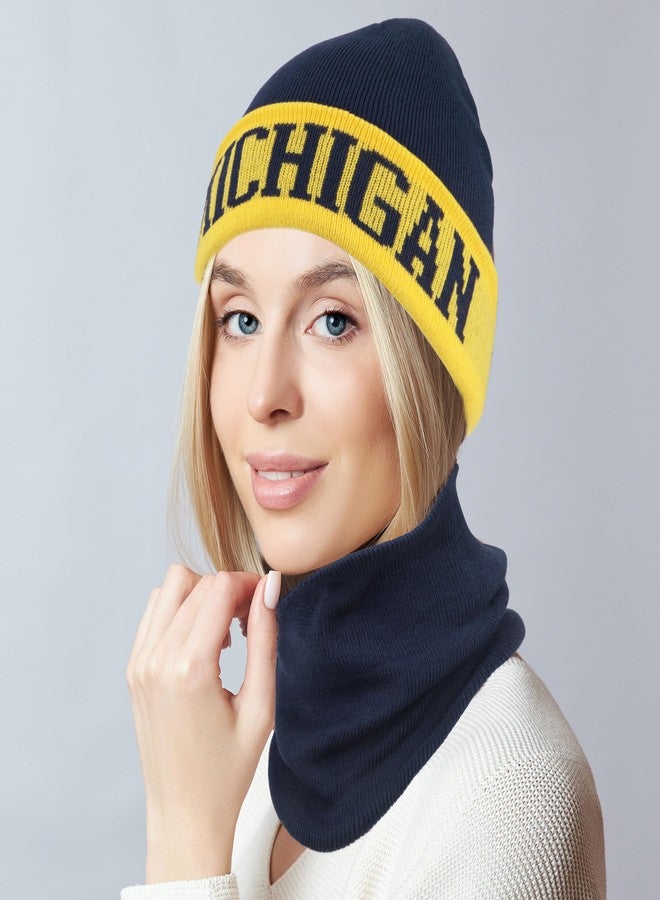 ZOARVEXD Michigan Beanies Football Winter Hat and Neck Gaiter Set for Men & Women Warm Beanie and Neck Warmer Combo Ideal for Winter Gift - Image 4