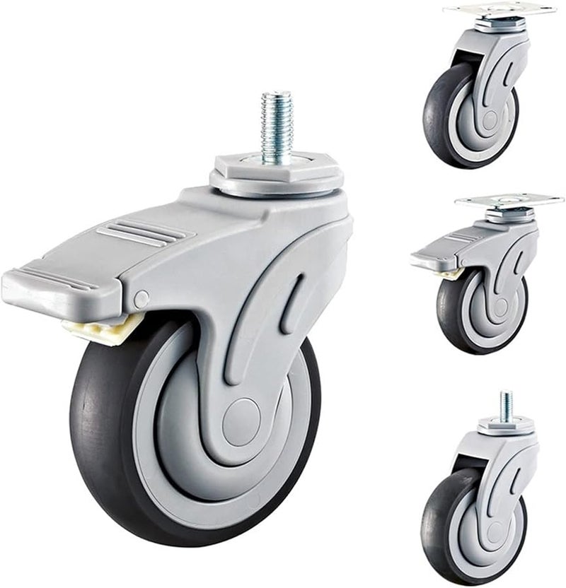 Universal Mute Plastic Caster Wheel 4 Inch With Brake Non Slip Wear Resistant - Image 3