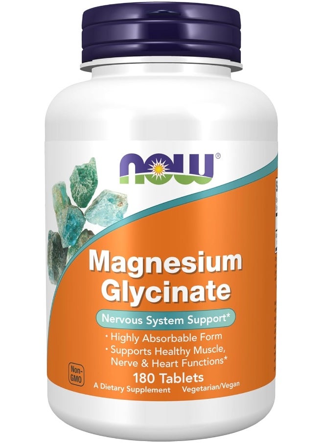 now Foods Magnesium Glycinate Highly Absorbable Form Tablets, 180 Tablets  - Image 1