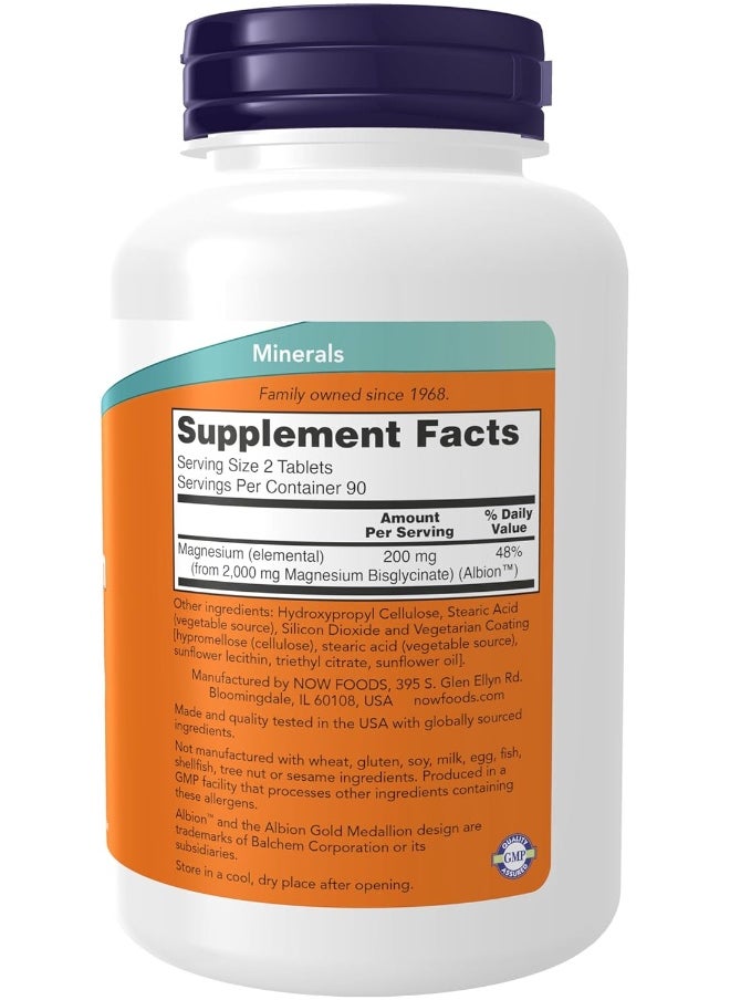 now Foods Magnesium Glycinate Highly Absorbable Form Tablets, 180 Tablets  - Image 2