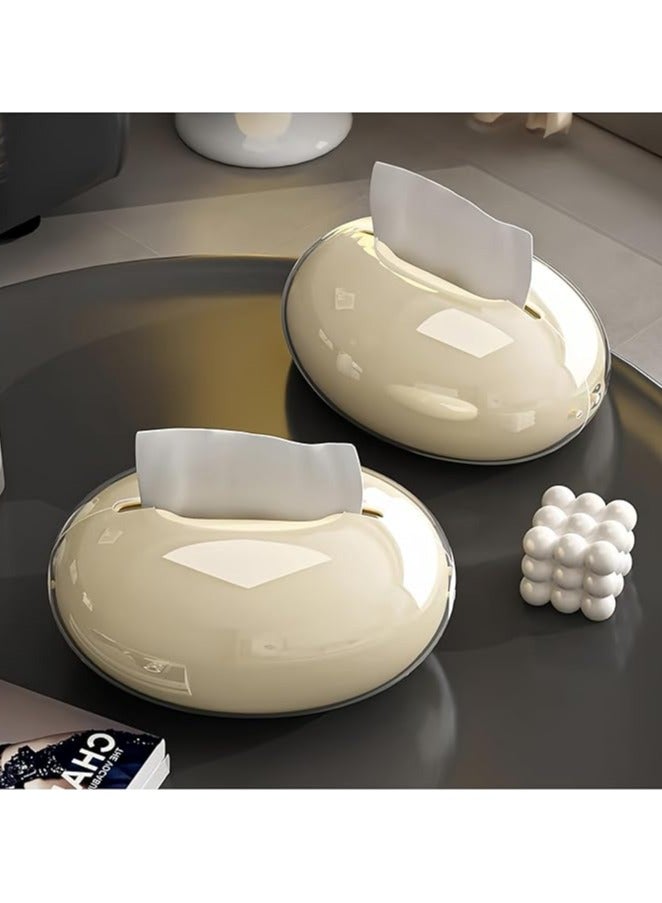 Napkin Holder Modern Square Tissue Box Cover Holder & Dispenser Tissue Box for Bathroom, Bedroom and Office (Creme White)  - Image 1