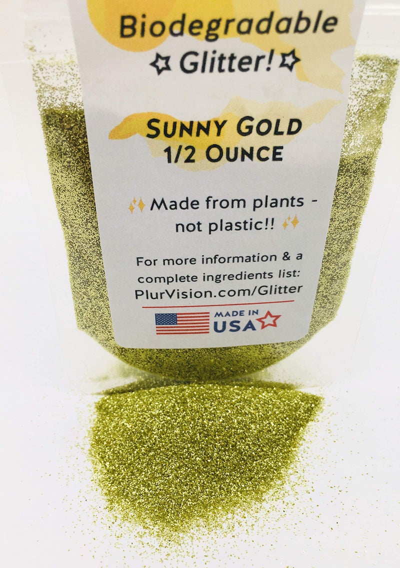 Alternative Imagination Sunny Gold Biodegradable Glitter 1/2 Ounce - Made from Plant Cellulose, Earth Friendly. Perfect for Body, Cosmetics, Crafts, DIY Projects. Can be Mixed with Lotions, Gels, Oils, Face Paint - Image 5