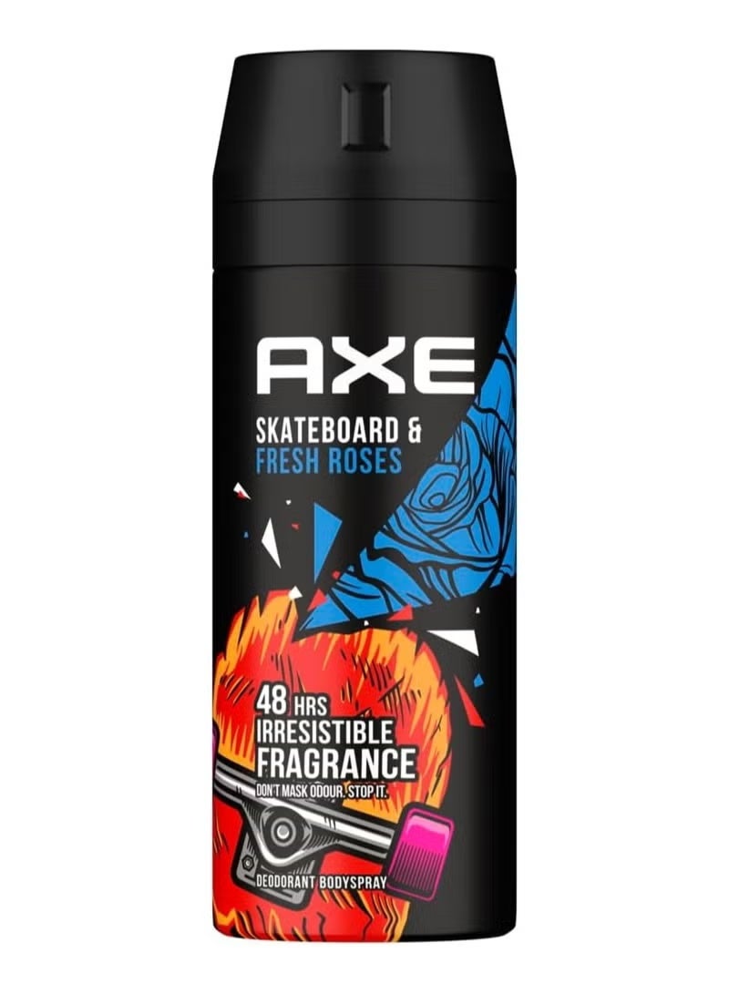 AXE Body Spray for Men – Skateboard & Fresh Roses – 48H Protection – 150ml - Image 1
