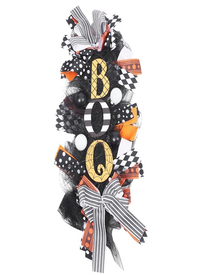 TITINICE Halloween Wreath for Front Door, 19” Wreath for Halloween Decoration - Handmade Gauze Porch Decor with Bow for Farmhouse Favors Trick of Treat Props - Image 1