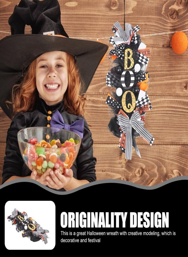 TITINICE Halloween Wreath for Front Door, 19” Wreath for Halloween Decoration - Handmade Gauze Porch Decor with Bow for Farmhouse Favors Trick of Treat Props - Image 2
