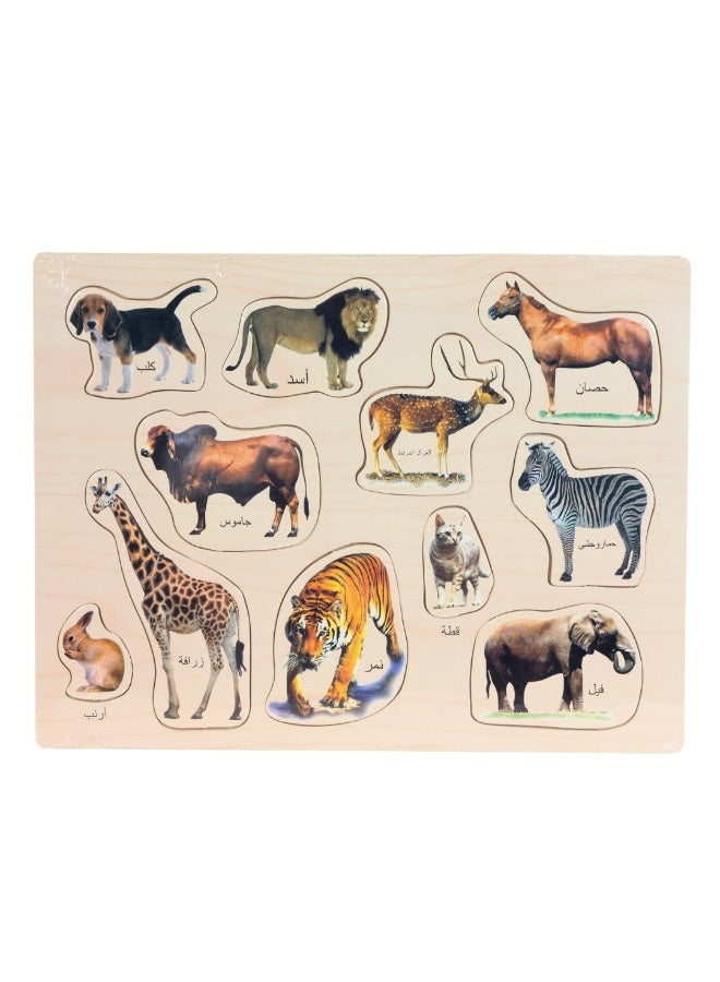 Wooden Puzzle with 11 Pieces of Different Animals - Image 1