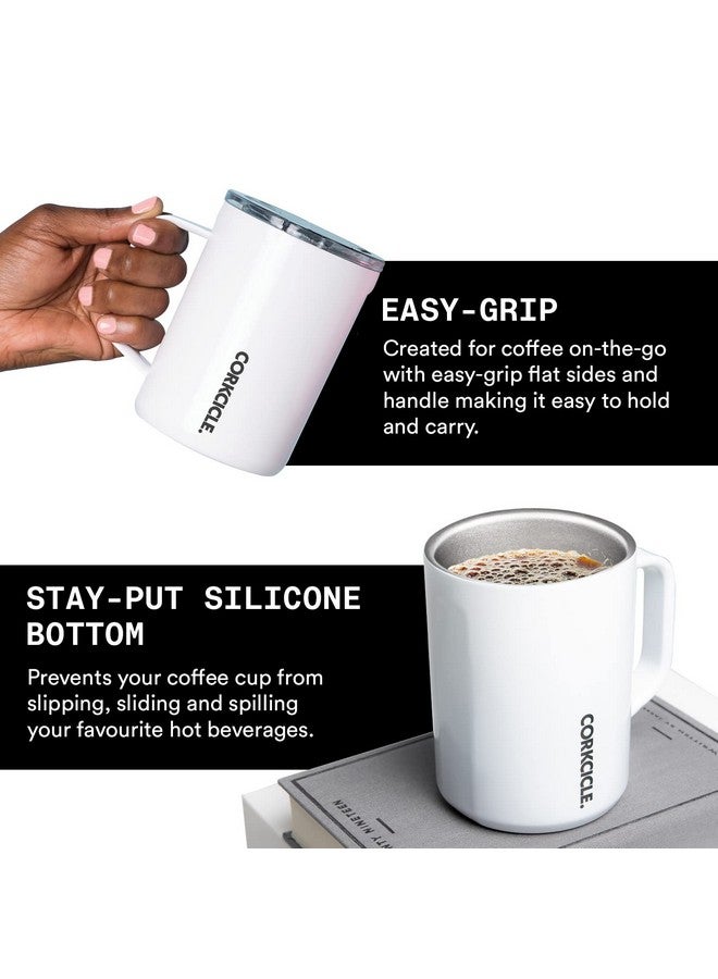 كوركسيكل كوب قهوة للسفر من كوركسيكل أوريجينز - كوب معزول ثلاثيًا من الفولاذ المقاوم للصدأ بمقبض للشاي والشوكولاتة الساخنة والقهوة والمزيد - مقاوم للانسكاب وقابل لإعادة الاستخدام وآمن للغسل في غسالة الأطباق - أبيض لامع، 475 مل/16 أونصة - Image 5