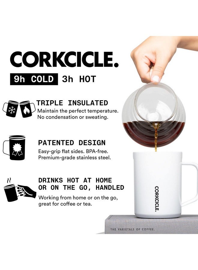 كوركسيكل كوب قهوة للسفر من كوركسيكل أوريجينز - كوب معزول ثلاثيًا من الفولاذ المقاوم للصدأ بمقبض للشاي والشوكولاتة الساخنة والقهوة والمزيد - مقاوم للانسكاب وقابل لإعادة الاستخدام وآمن للغسل في غسالة الأطباق - أبيض لامع، 475 مل/16 أونصة - Image 4