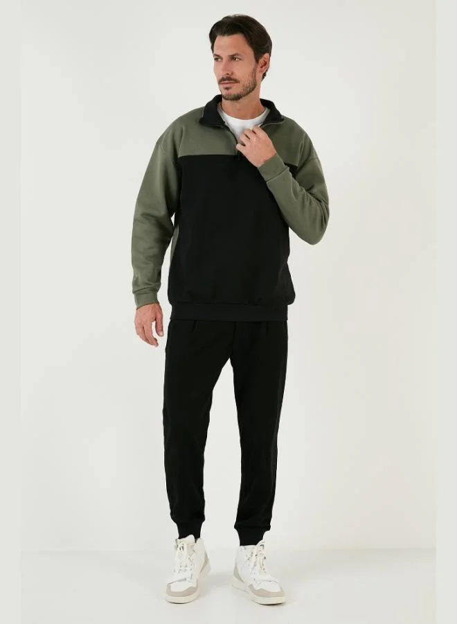 Buratti Buratti Regular Fit Zip-Up Stand-Up Collar Fleece Lined Soft Winter Sweatshirt for Men 5905343