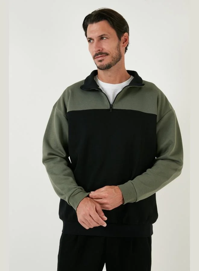 Buratti Regular Fit Zip-Up Stand-Up Collar Fleece Lined Soft Winter Sweatshirt for Men 5905343