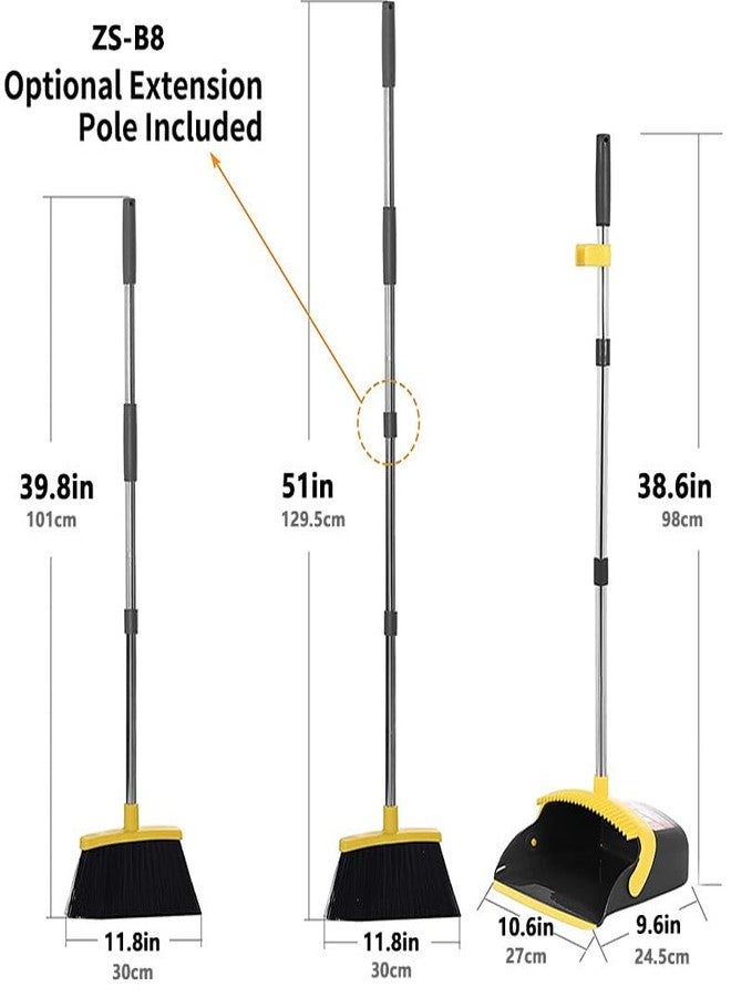 DJDTDTY 2-Pack is More economical,Brooms with Dustpan Combo Set， with 52" Long Handle, Dustpan Teeth with self-Cleaning Function, Indoor and Outdoor Sweeping, Perfect for Home Office (Large/Yellow/ 2-Pack) - Image 2