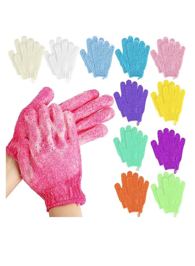 ECVV 12 Pairs Exfoliating Bath Gloves,Made of 100% NYLON, 12 Colors Double Sided Exfoliating Gloves for Beauty Spa Massage Skin Shower Scrubber Bathing Accessories | RANDOM COLOR | - Image 1