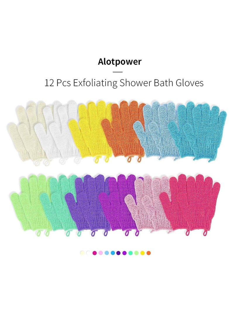 ECVV 12 Pairs Exfoliating Bath Gloves,Made of 100% NYLON, 12 Colors Double Sided Exfoliating Gloves for Beauty Spa Massage Skin Shower Scrubber Bathing Accessories | RANDOM COLOR | - Image 5