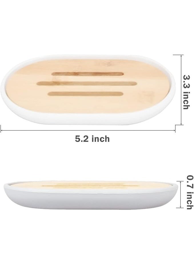 Bamboo Soap Holder 2 Pack, Soap Dishes for Bar Soap, Drainage Soap Holder for Shower Bathroom Kitchen Sink, Eco-Friendly Wooden Soap Dish Soap Saver with Draining Stand Bathroom Accessories (White) - Image 3