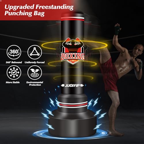 JUOIFIP Heavy Punching Bag with Stand Adults Teens,70" Freestanding Boxing Bags Kicking Bag Heavy Bag with Boxing Gloves and Electric Air Pump, Kickboxing Training Equipment Bags Thai Fitness Karate - Image 2