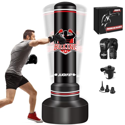 JUOIFIP Heavy Punching Bag with Stand Adults Teens,70" Freestanding Boxing Bags Kicking Bag Heavy Bag with Boxing Gloves and Electric Air Pump, Kickboxing Training Equipment Bags Thai Fitness Karate - Image 1