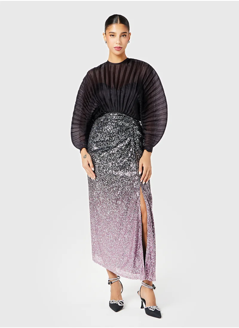 ثريدز باي اجوني Sequin Dress With Exaggerated Cape Body