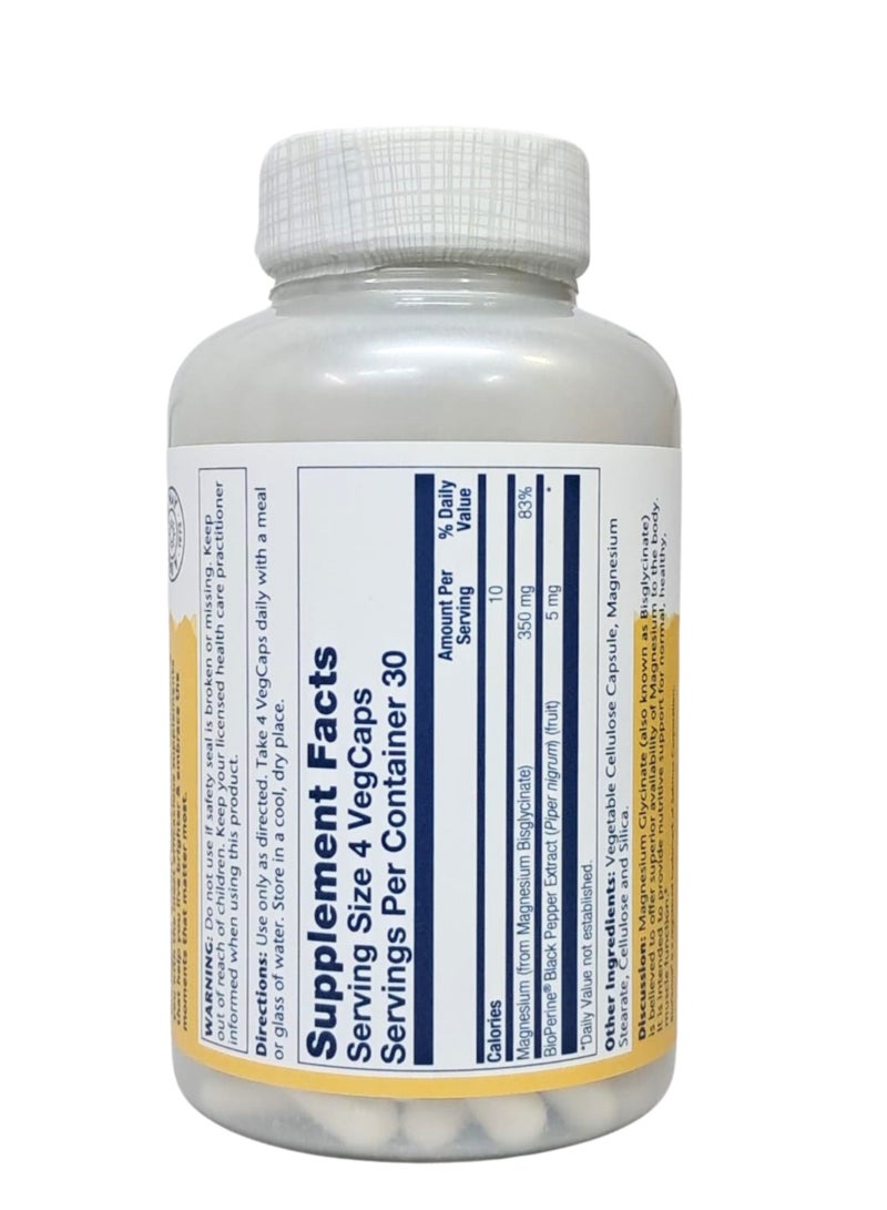 Solaray SOLARAY, High Absorption Magnesium Glycinate, 350 mg, 120 VegCaps  - Image 2
