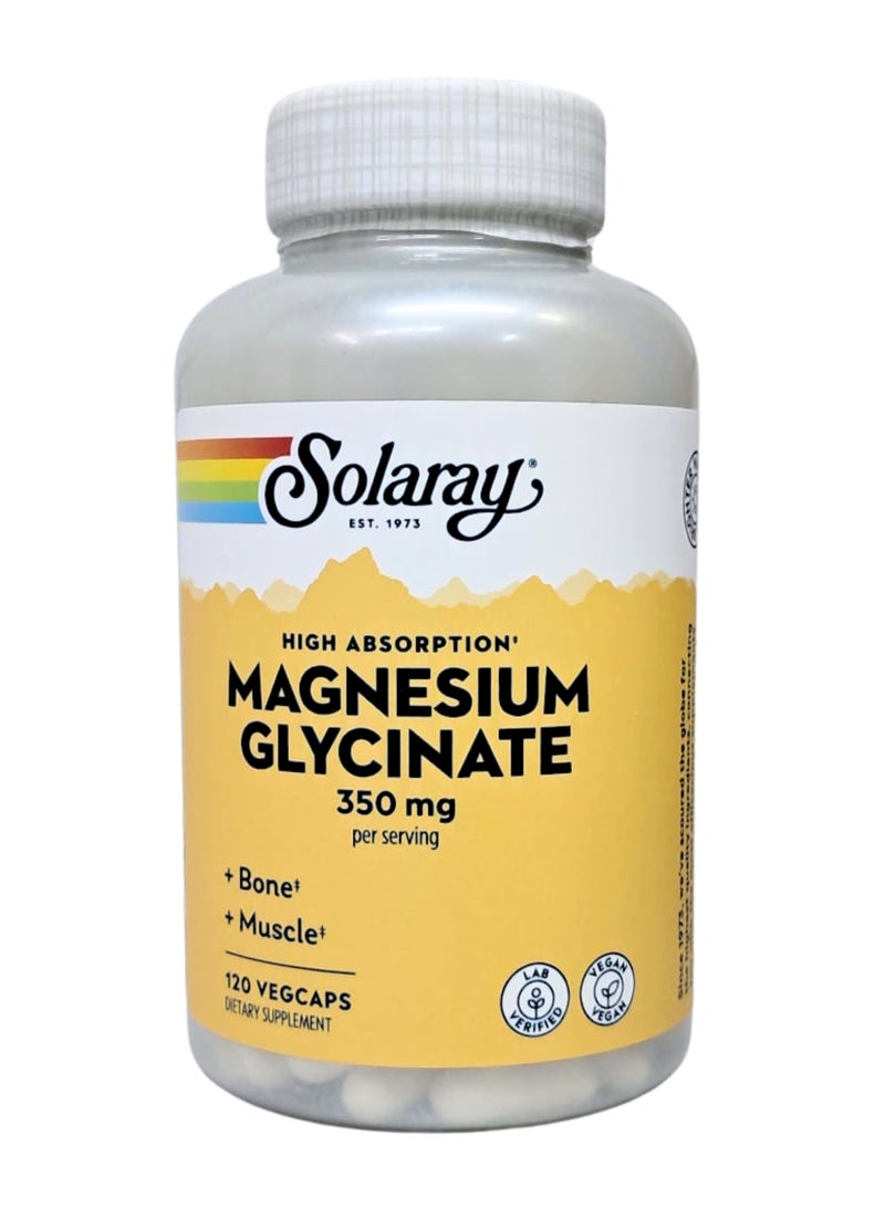 Solaray SOLARAY, High Absorption Magnesium Glycinate, 350 mg, 120 VegCaps  - Image 1