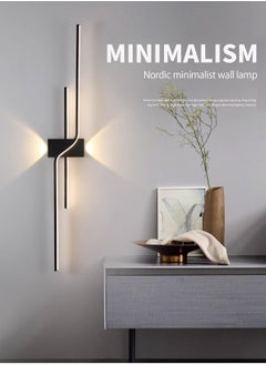 LOOPITYS 2-piece set of 100cm long LED wall lights, black modern LED linear wall lights, white indoor wall lighting, bedroom, living room, hallway, kitchen, bedside entrance (black, three color mode)  - Image 5