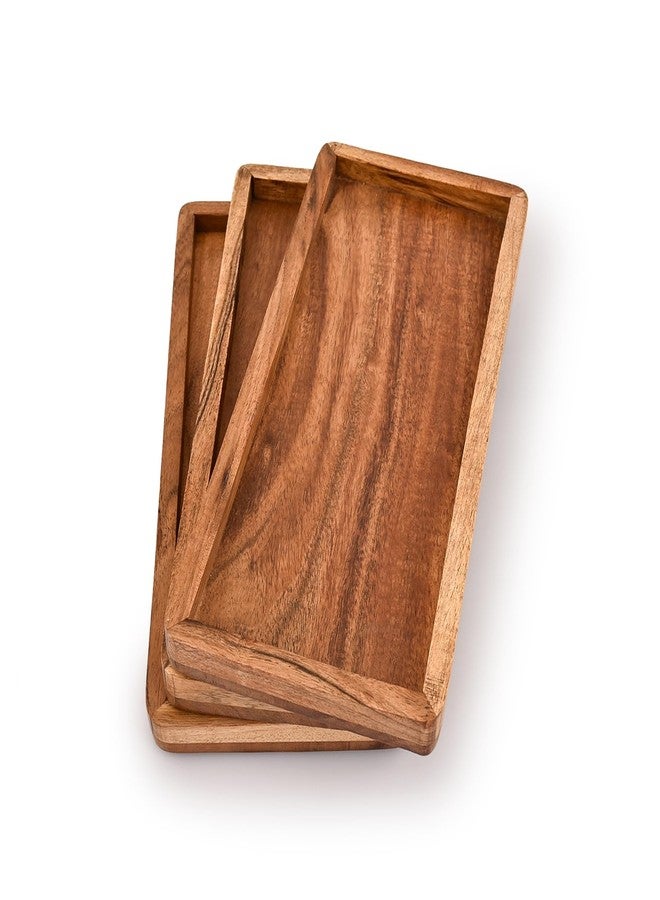 Kimona Platter Set of 3, Rectangular Wooden Platters for Home Décor Serving Platters for Cheese, Fruit, Vegetables, Charcuterie (11" X 5" X 0.75") - Image 3