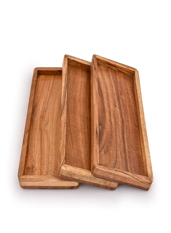 Kimona Platter Set of 3, Rectangular Wooden Platters for Home Décor Serving Platters for Cheese, Fruit, Vegetables, Charcuterie (11" X 5" X 0.75") - Image 1