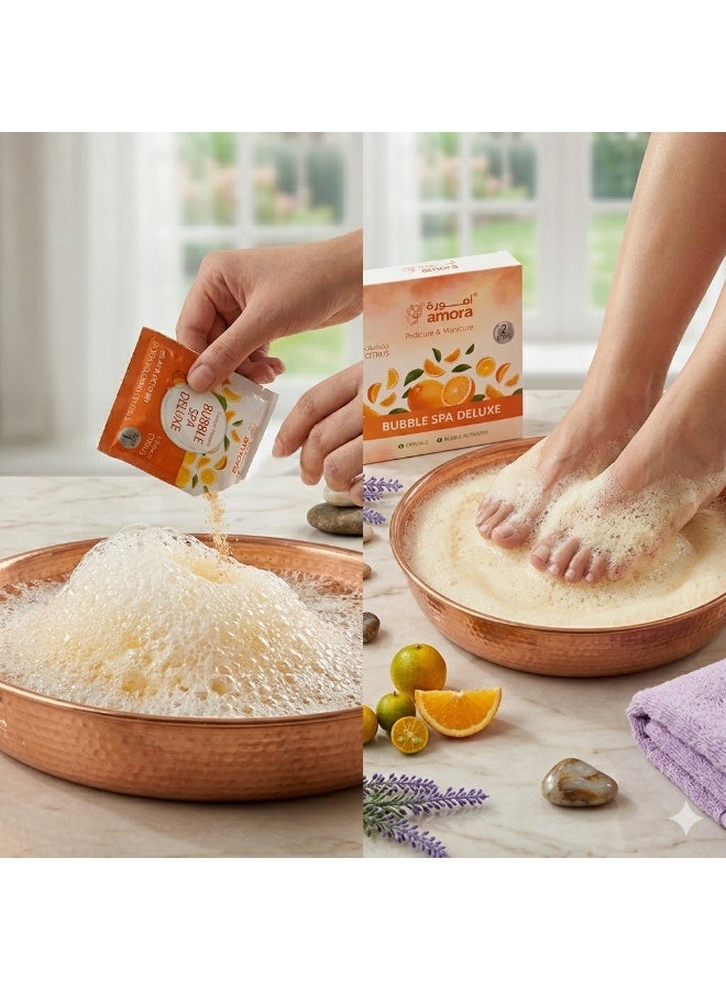 Amora Bubble SPA Deluxe 2in1 Manicure & Pedicure Detox Set Citrus 85g + 85g | Refreshing Bubble Foot Spa for Soft Smooth Skin - Image 2