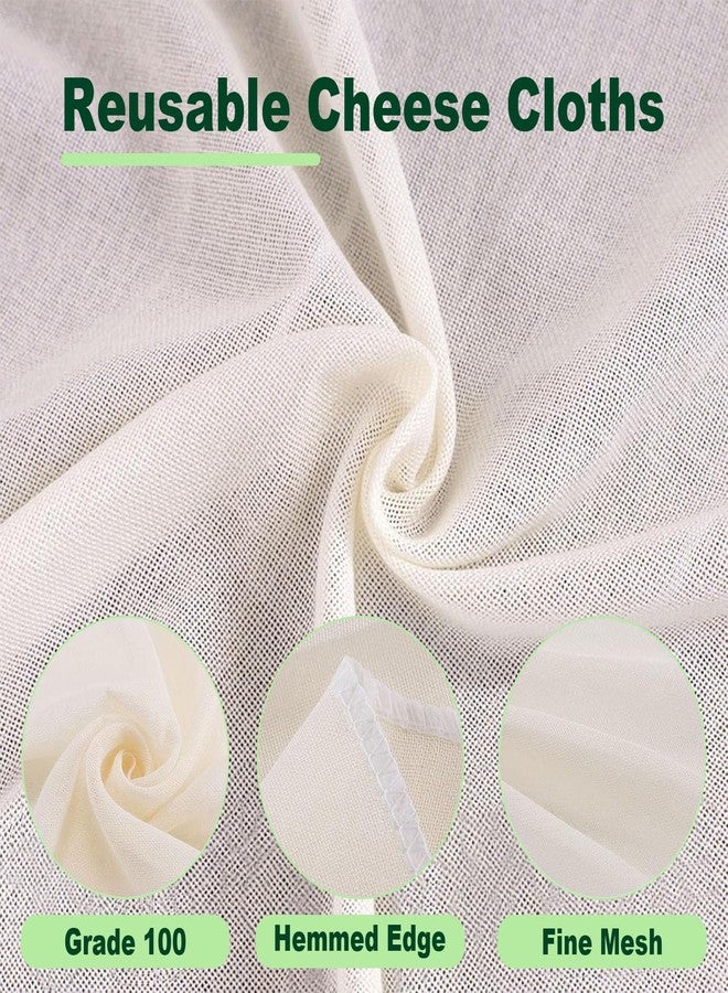 أقمشة جبن للتصفية، عبوة من 8 قطع، قماش جبن غير مبيض ذو حواف مطوية من الدرجة 100، مناسب لتتبيل الديك الرومي، والتعليب، والتصفية، وصناعة الجبن، طبيعي فائق النعومة (8، 15 × 15 بوصة و20 × 20 بوصة). - Image 3