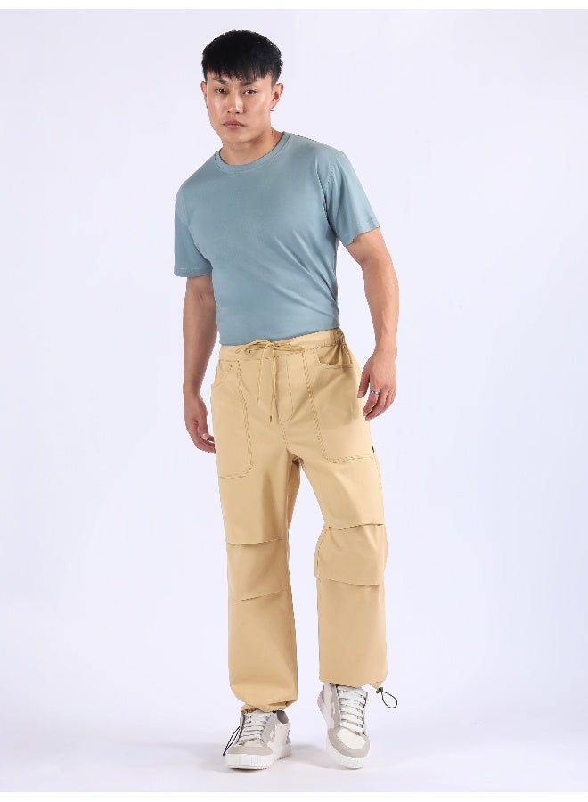 بيونغ بنطلون رياضي بيج بخصر مزدوج الطيات وجيوب - Image 5