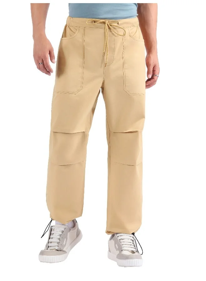 بيونغ بنطلون رياضي بيج بخصر مزدوج الطيات وجيوب