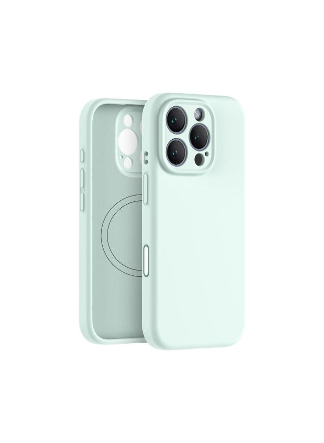 Suitable For IPhone16Pro Liquid Silicone Magnetic Suction Mobile Phone Case Smart Sensor Camera Button Mobile Phone Protective Case-Color:Manwave Green-Applicable Models:iPhone16 Pro Max  - Image 1