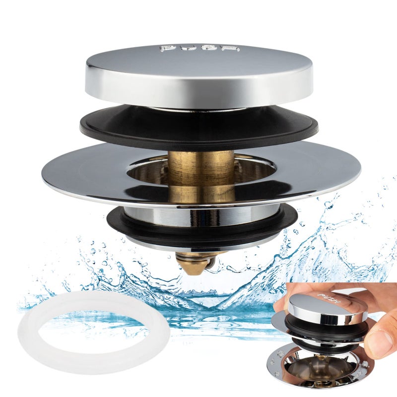 Artiwell Universal Tip Toe Bath Drain Stopper and Cover, Bathtub Drain Stopper, Replaces Lift and Turn, Tip-Toe and Trip Lever drains for Tub, EZ Installation and Clearing (Chrome Plated) - Image 2