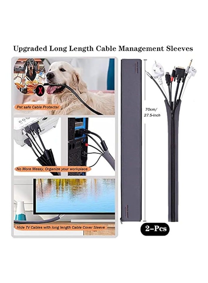 PYLCO SMART 235Pcs Cable Management Kit, 2 Cable Sleeve Large, 2 Silicone Cable Holder, 36 Cable Organizer Straps, 10+5 Cord Clips, 180 Wire Organiser Cable Ties for Under Desk Home Office TV Computer Cables - Image 2