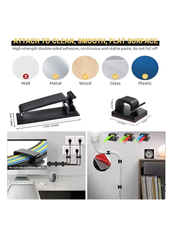 PYLCO SMART 235Pcs Cable Management Kit, 2 Cable Sleeve Large, 2 Silicone Cable Holder, 36 Cable Organizer Straps, 10+5 Cord Clips, 180 Wire Organiser Cable Ties for Under Desk Home Office TV Computer Cables - Image 3