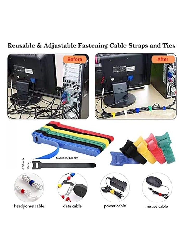 PYLCO SMART 235Pcs Cable Management Kit, 2 Cable Sleeve Large, 2 Silicone Cable Holder, 36 Cable Organizer Straps, 10+5 Cord Clips, 180 Wire Organiser Cable Ties for Under Desk Home Office TV Computer Cables - Image 4