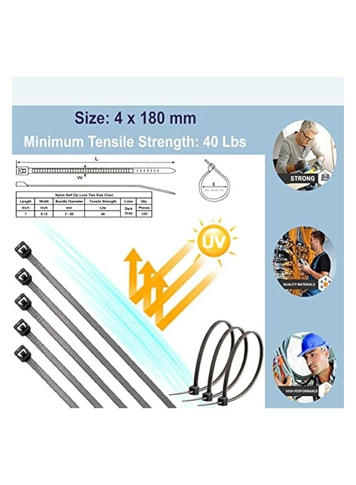 PYLCO SMART 235Pcs Cable Management Kit, 2 Cable Sleeve Large, 2 Silicone Cable Holder, 36 Cable Organizer Straps, 10+5 Cord Clips, 180 Wire Organiser Cable Ties for Under Desk Home Office TV Computer Cables - Image 5