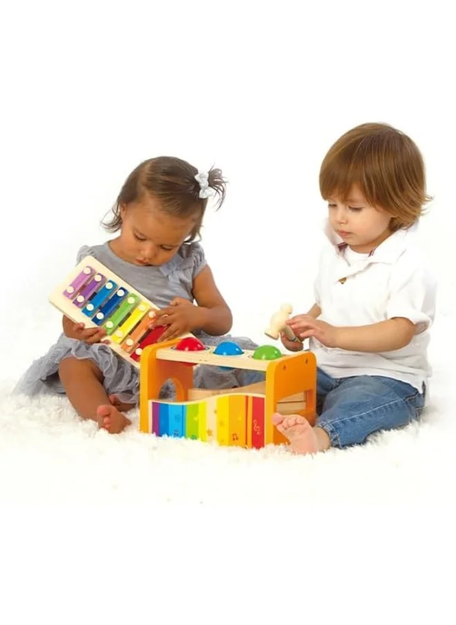 Hape Pound & Tap Bench With Slide Out Xylophone - Award Winning Durable Wooden Musical Pounding Toy For Toddlers