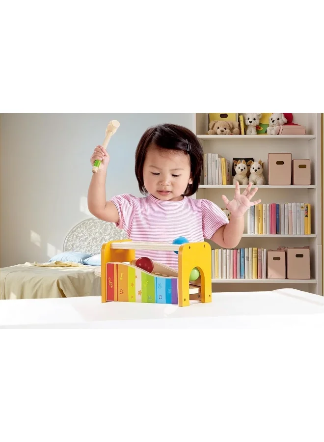 Hape Pound & Tap Bench With Slide Out Xylophone - Award Winning Durable Wooden Musical Pounding Toy For Toddlers 30x15x18cm