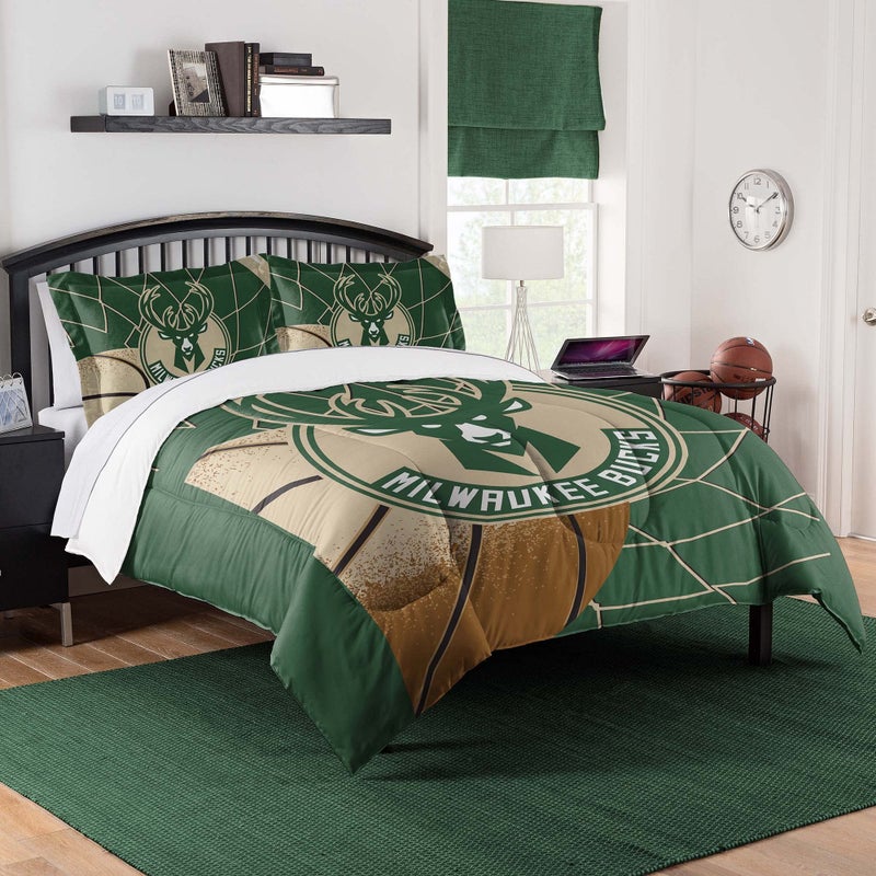 Northwest NORTHWEST NBA Milwaukee Bucks Officially Licensed Comforter Set  Super Soft Basketball Bedding with Team Logo and Colors  Includes Matching Shams  Game Day Dcor FullQueen