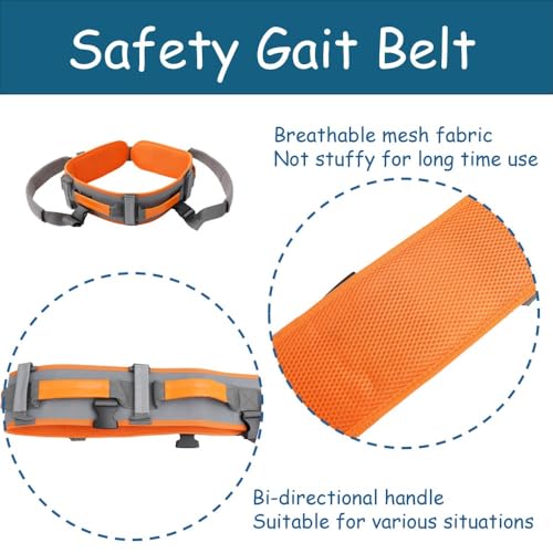 King Mills Gait Belt with Handles Used as Gate Belts for Physical Therapy, Gate Belts Medical for Elderly, or Safety Belt for Elderly Walking to Walking or Transfer in Physical Therapy or Daily Life, Orange, L - Image 5