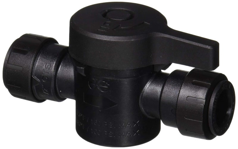 John Guest 1/2 Inch CTS ProLock Push-fit Shut Off Valve, Push to Connect Plastic Plumbing Fitting, Black, PSEISV20EP - Image 1