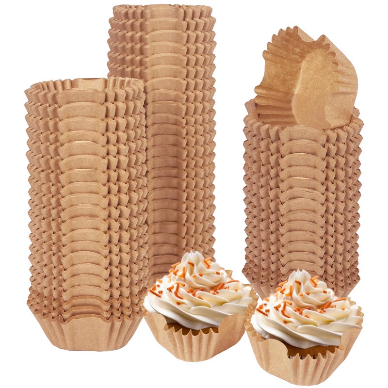 qiqee 500pcs Natural Square Cupcake Liners Muffin Linner No Smell Food Grade Brown Baking CupsStandard Size