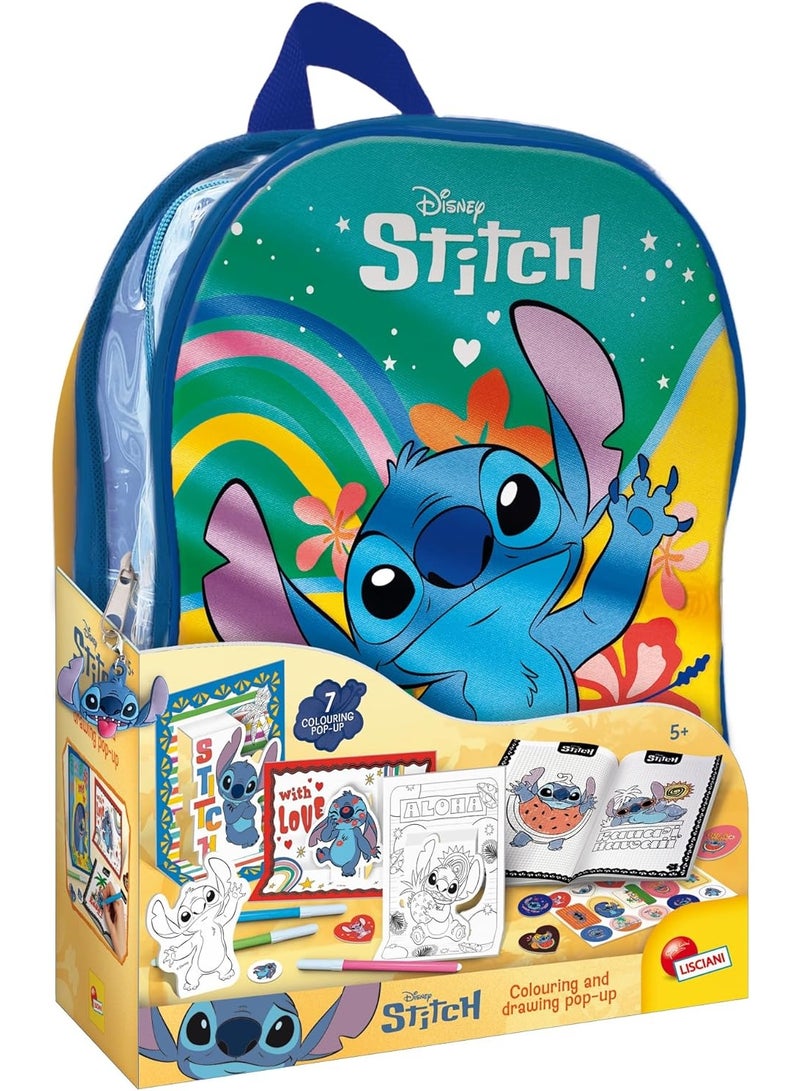 LISCIANI Stitch Colouring And Drawing Pop Up In A Backpack 110674 - Image 1