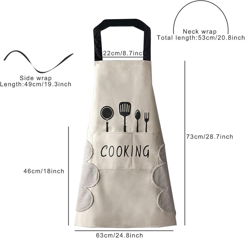 DILLMAN Women Kitchen Apron with Hand Wipe Pockets，Big Pocket,Hand-wiping, Waterproof for Cooking Baking - Image 3