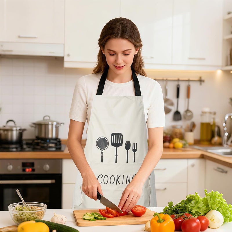 DILLMAN Women Kitchen Apron with Hand Wipe Pockets，Big Pocket,Hand-wiping, Waterproof for Cooking Baking - Image 5