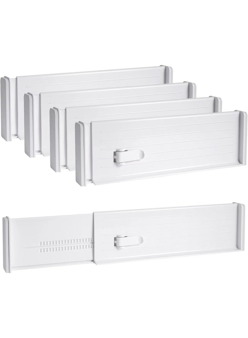 تراسل قسمات الدرج للملابس 4 حزمة ، 8.9 سم عالية قابلة للتوسع من 29-43 سم ، قسمات الدرج البلاستيكية للملابس والملابس والمطبخ وتخزين المكتب - Image 1