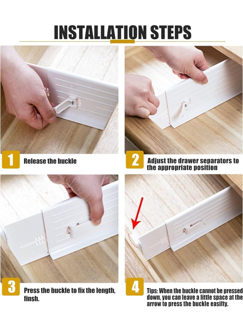 تراسل قسمات الدرج للملابس 4 حزمة ، 8.9 سم عالية قابلة للتوسع من 29-43 سم ، قسمات الدرج البلاستيكية للملابس والملابس والمطبخ وتخزين المكتب - Image 3