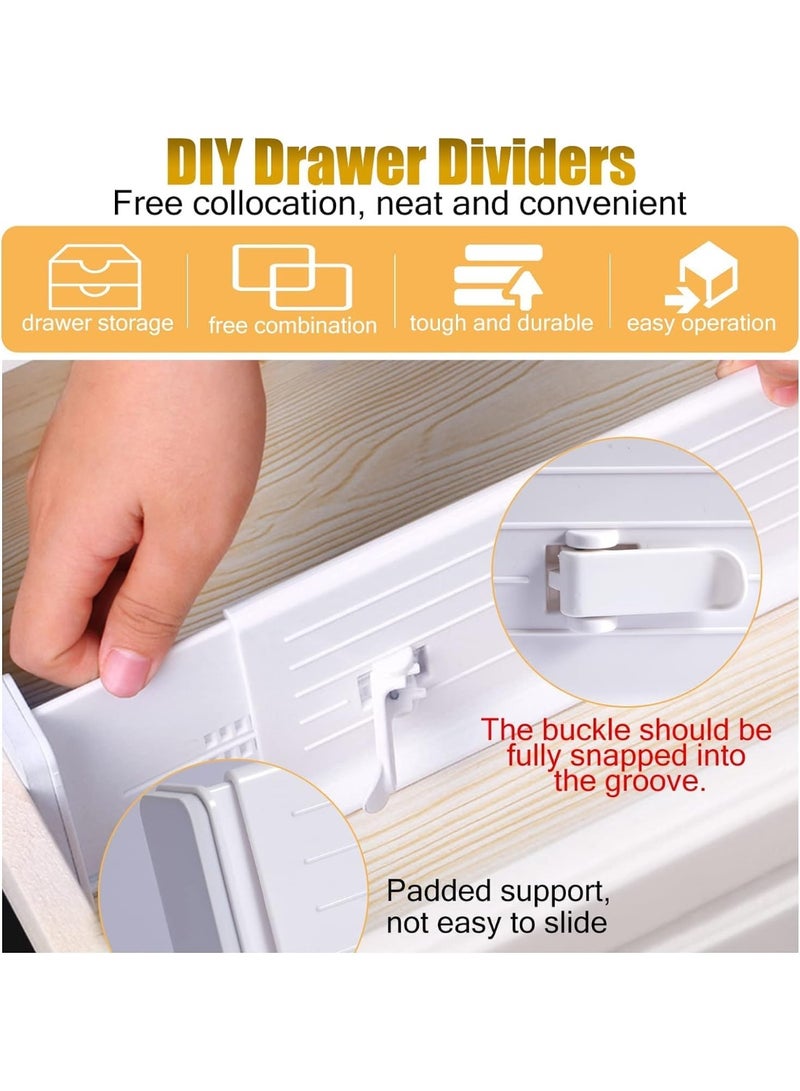 تراسل قسمات الدرج للملابس 4 حزمة ، 8.9 سم عالية قابلة للتوسع من 29-43 سم ، قسمات الدرج البلاستيكية للملابس والملابس والمطبخ وتخزين المكتب - Image 5