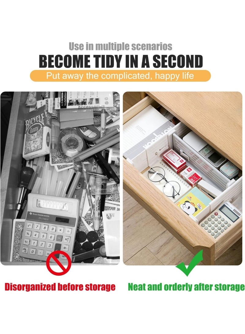 تراسل قسمات الدرج للملابس 4 حزمة ، 8.9 سم عالية قابلة للتوسع من 29-43 سم ، قسمات الدرج البلاستيكية للملابس والملابس والمطبخ وتخزين المكتب - Image 4